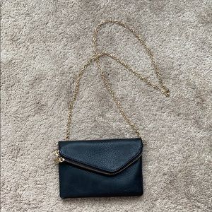 Faux black leather mini cross body bag